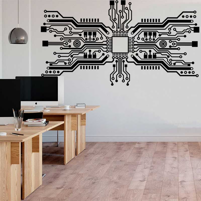 Circuit Board Chip Wall Sticke - Office Tech Software ulasan dan harga