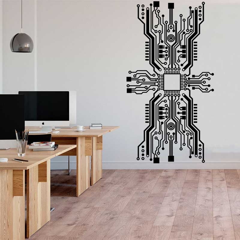 Circuit Board Chip Wall Sticke - Office Tech Software ulasan dan harga