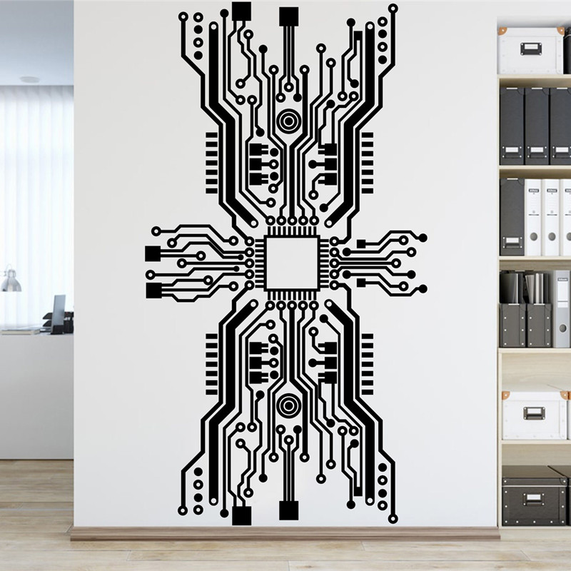 Circuit Board Chip Wall Sticke - Office Tech Software ulasan dan harga