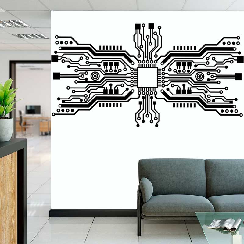 Circuit Board Chip Wall Sticke - Office Tech Software ulasan dan harga